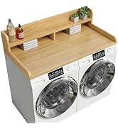 Corbyles Washer Dryer Countertop with 2-Tier Shelf, 54" W x 27.55" D Laundry Countertop with 2.75...