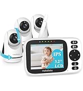 HelloBaby 3.2'' Baby Monitor 3 Cameras, Video Audio Baby Monitor No WiFi, Remote Pan-Tilt-Zoom, E...
