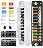 Nilight 12 Way Fuse Block with Negative Bus 12V Blade Fuse Holder ATC/ATO Standard Fuse Box Label...