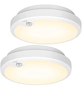2-Pack Battery Operated Motion Sensor LED Ceiling Lights Indoor, Wireless Flush Mount Light Fixtu...
