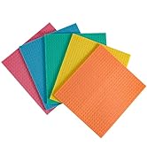 Swedish Dishcloth Reusable Sponge Cloth Ultra-Absorbent Hand Towels 5 Pack Washable Cellulose Dis...