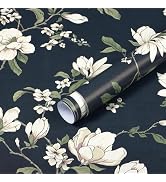 HeloHo Peel and Stick Wallpaper Vintage Dark Blue Floral Wall Paper Self Adhesive Removable Water...