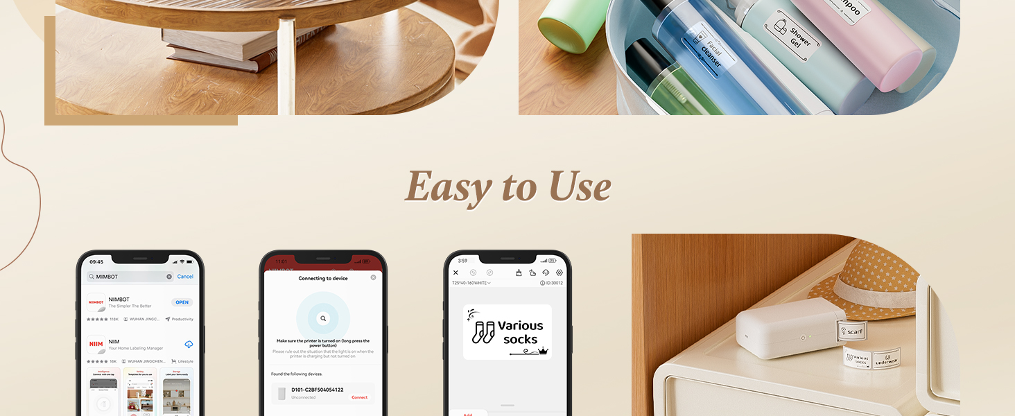 NIIMBOT D101 Label Makers Portable Smart Sticker Printer for Home Office School Use