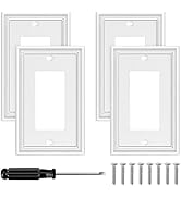 White Modern Decorative Wall Plate Light Switch Cover Decorator Outlet Covers Rocker Switch Plate...