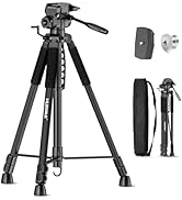 Huepar Lightweight 67.72-Inch Adjustable Laser Level Tripod with 3-Way Swivel Pan Head, Portable ...
