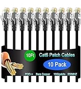 Lysymixs Cat6 Ethernet Patch Cable 10 ft (10 Pack), Cat6 Patch Cable for Data Centers, Cat 6 Patc...