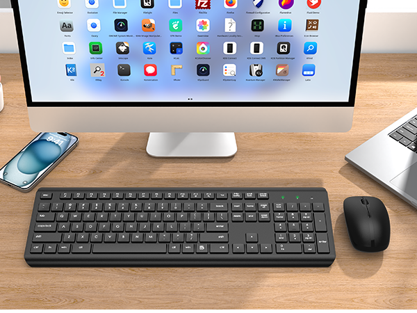 Wireless Keyboard and Mouse Combo, Full Size Silent Ergonomic Keyboard Mouse