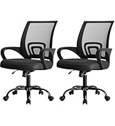 DUMOS Office Desk Chair - Ergonomic Mid Back with Lumbar Support &amp; Rocking Mode, Height Adjustabl...