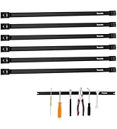 Themethla 24" Magnetic Tool Holder Strip, 6 Pieces Black Metal Tool Organizer Rack with Stainless...