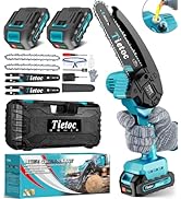 Tietoc Mini Chainsaw 6 Inch Cordless [With 2Pcs 21V Batteries] [2024 Upgrade] Portable Electric C...