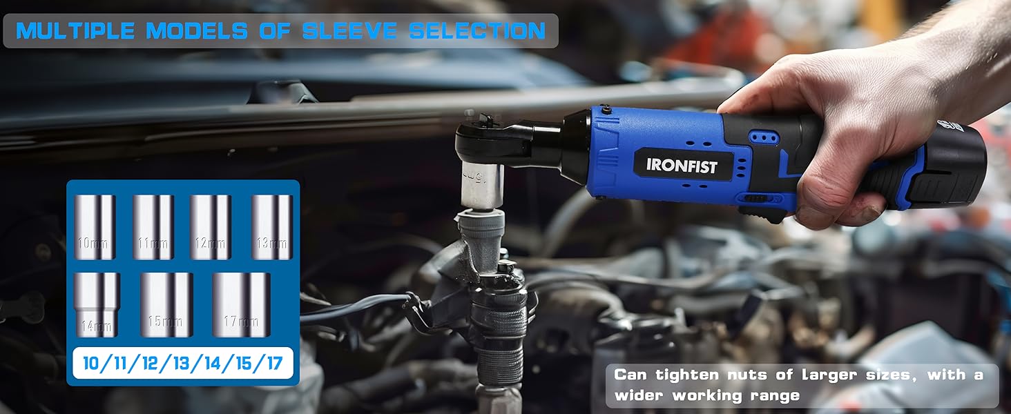 Cordless electric ratchet wrench battery lithium 12V driver set sockets