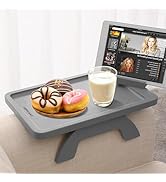 SINWANT Couch Arm Table, Bamboo Couch Arm Tray Table for Wide Side Table,Sofa Arm Clip on Tray Ta...