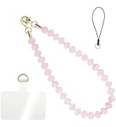 Handmade Natural Gemstone Gold Beaded Charm Cell Phone Camera Lanyard, Wrist Strap, Phone Chain S...