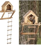 Funny Squirrel Feeder for Outside with Ladder, Wall and Tree Mounted, Backyard Garden Decoration ...