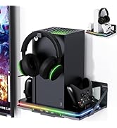 Wall Mount with Cooling Charging Stand for Xbox Series X/S, Luckit Vertical Dual Controller Charg...