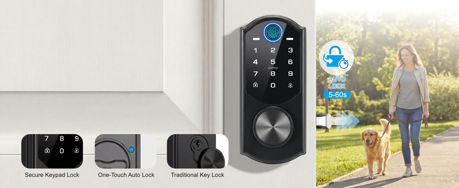 Electronic Deadbolt Secure Lock One Touch Access Auto Locking