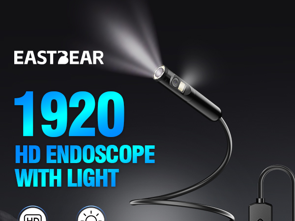 EASTBEAR Endoscope Camera with Light, 1920P HD Borescope with 8 Adjustable LEDs 2