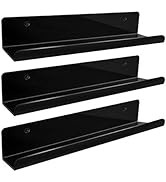 Acrylic Floating Shelves, Hanging Display Shelf Mounted Black 5MM Thick Wall Ledge Shelf Bathroom...