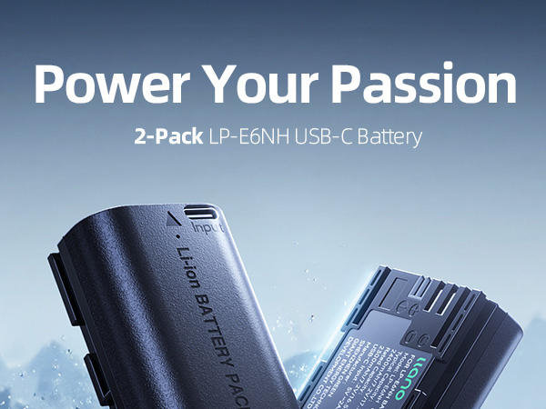 llano 2400mAh 2-Pack LP-E6NH Battery with USB-C Fast Charging for Canon