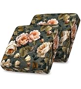 ANNA QUEEN 2Pcs Vintage Rose Floral Sofa Printed Couch Cushion Covers for Loveseat – Washable Str...
