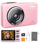 Kids Digital Camera, 48MP FHD 1080P Anti Shake 16X Zoom, Compact Portable Camera for Children Tee...