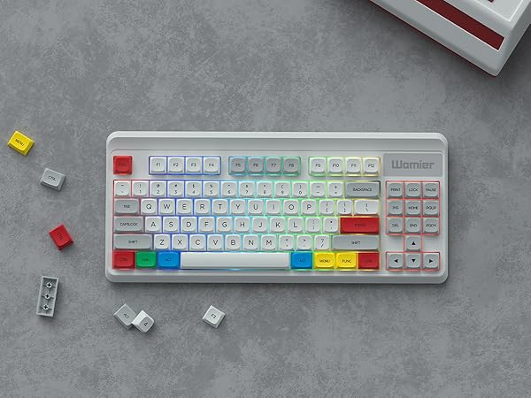 Womier Retro Grey Double Shot PBT keycaps,XDA Profile keycaps 75 Percent,Dye-Sub Keycap