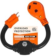 Gociean Overload Protector 30 Amp to 110 Volt RV Adapter with Circuit Breaker, 30 Amp to 15 Amp /...