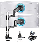 ARES WING Dual Monitor Stand for Ultrawide Heavy Duty Curved Monitor Stacking, Fits 17-49 Inch, V...