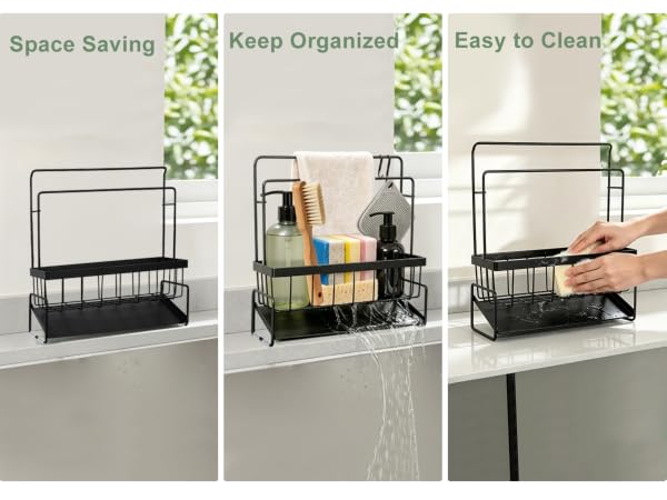 sponge caddy for sink with drain