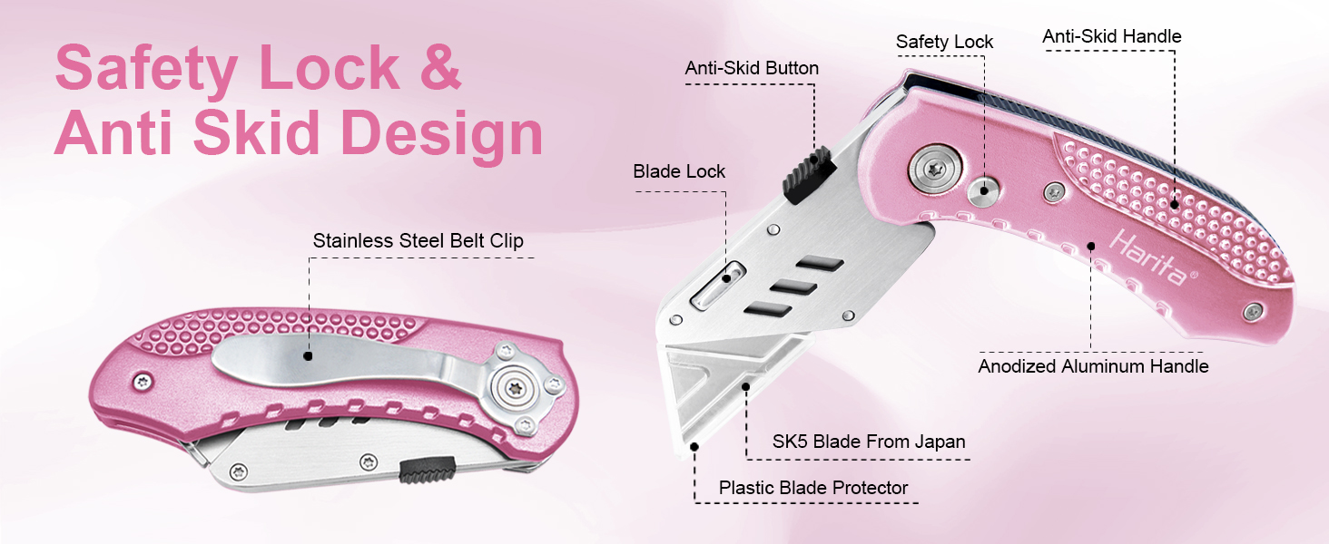 box cutter utility knife-pink-HR04L