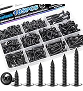 mxuteuk 185PCS #8 Black Wood Screws,Phillips Modified Truss Head Black Screws for Wood,410 Stainl...