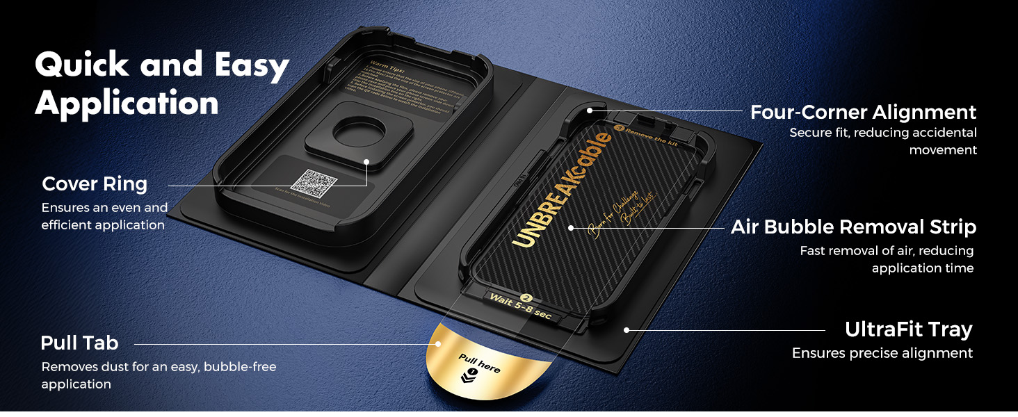 UNBREAKcable iPhone 16 Pro Screen Protector Tempered Glass