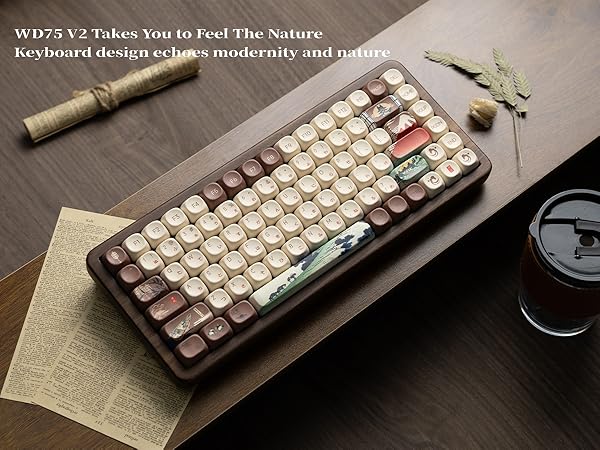 75% Wireless Mechanical Keyboard with QMK/VIA, WD75 V2 Retro Creamy Gaming Keyboard