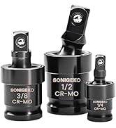 SONIGEKO Impact Universal Joint Socket Swivel Set 3Pcs, 1/4", 3/8", 1/2" Drive, Cr-Mo black impac...