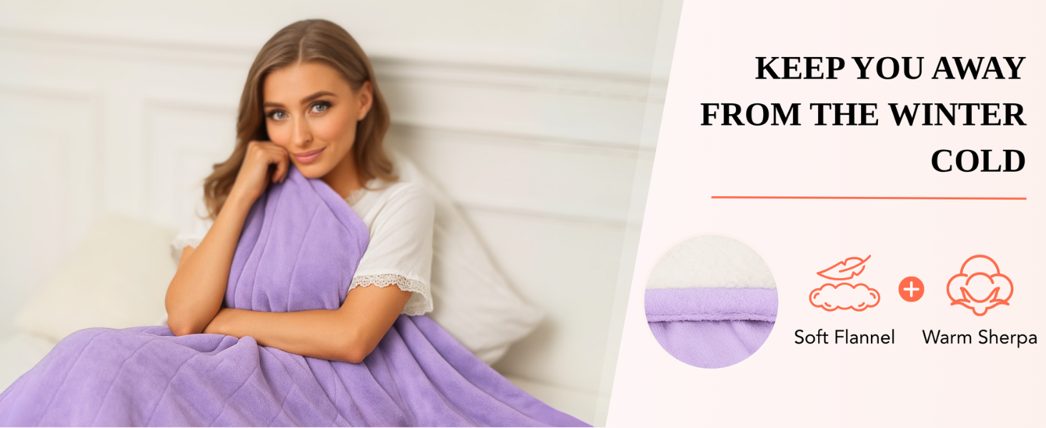 purple heated throw blanket