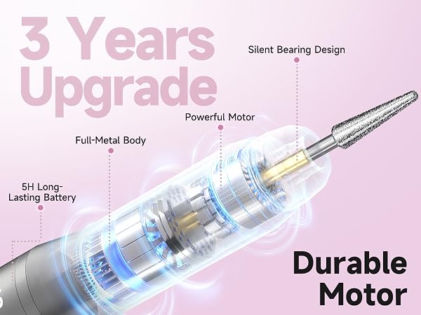 50% stronger than most cordless drills, ideal for nail art, thick nails, and pet claws.