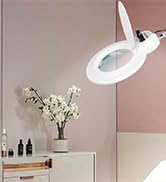 KUVRS 10X Magnifying Floor Lamp with Light, 5 Wheel Rolling Base Esthetician Light, 2200 Lumens I...