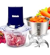 Qinkada Food Processors with 2 Bowls, 400W Meat Grinder, Food Chopper Electric, 2 Speed, 8Cup Gla...