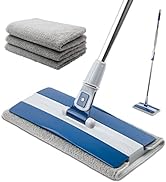 DSV Standard Professional Floor Mop with 3 Extra Microfiber Washable Pads, Adjustable Pole, Dry &amp;...