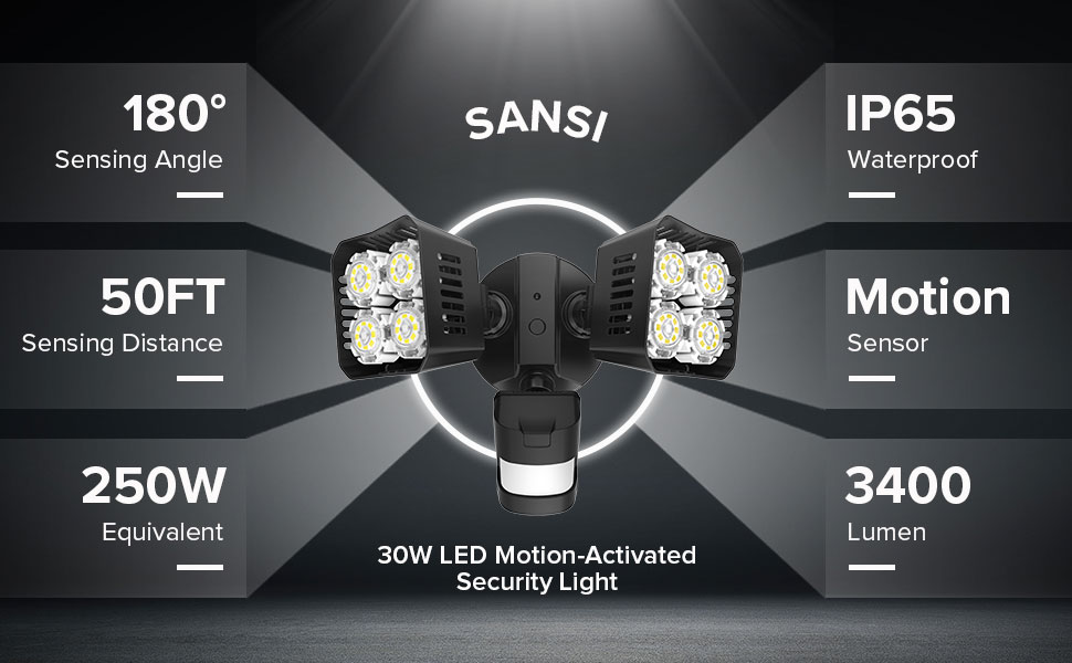 SANSI 30W Motion-Activated Outdoor Flood Light