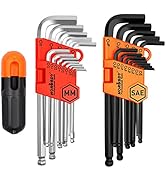 HORUSDY Allen Wrench Set, Hex Key Set Long Arm Ball End Hex Wrench Set, Inch/Metric T Handle Alle...
