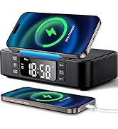 DPNAO 9-in-1 Wireless Charging Station with Bluetooth Speaker, Alarm Clock, FM Radio, Night Light...