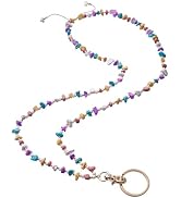 Ornaland Teacher Lanyard Beaded Lanyards for ID Badges Colorful Natural Gravel Lanyard for Office...