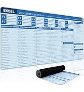 Baziabbo Office Desk Mat, Excel Cheat Sheet Keyboard Mat, Excel Shortcut Desk Pads,Non-Slip Excel...