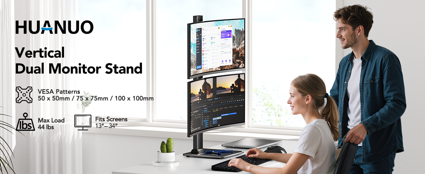 HUANUO Vertical Dual Monitor Stand