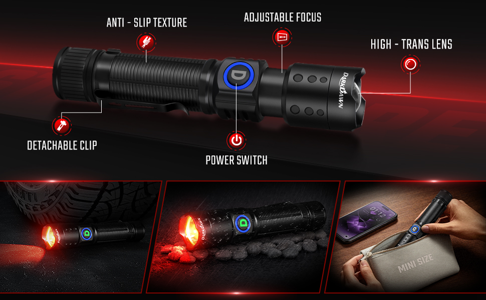 USB CHARGE RED LIGHT FLASHLIGHT
