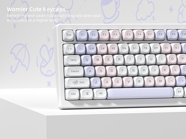 Womier PBT Keycaps Set, Dream Cute Keycaps MOA Profile Mechanical Keyboard Caps