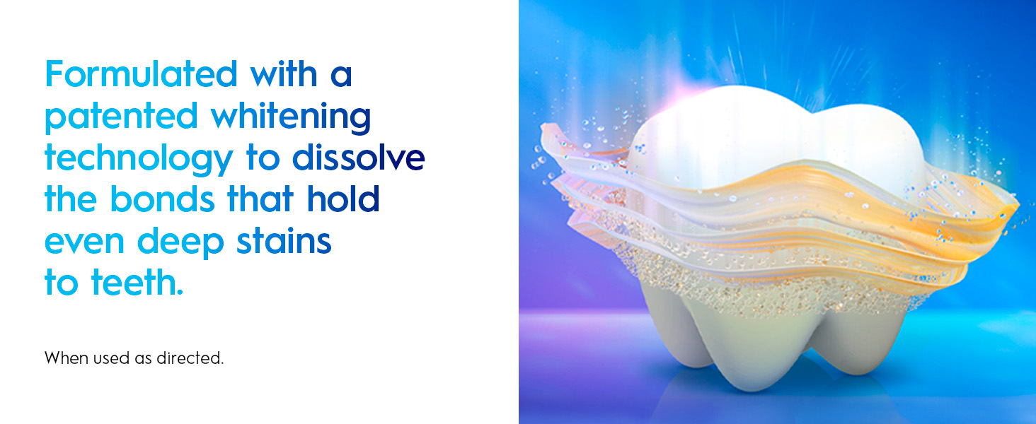 Formulated with a patented whitening technology to dissolve the bonds that hold deep stains to teeth