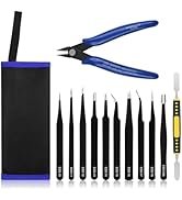 Ainiv Precision Tweezers Set, 11PCS Anti-Static ESD Tweezers Set with 1PCS Micro Wire Cutter for ...