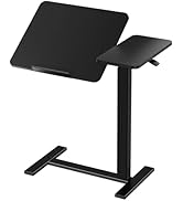 DUMOS Overbed Bedside Table Adjustable with Wheels, Mobile Standing Stand Up Rolling Laptop PC De...